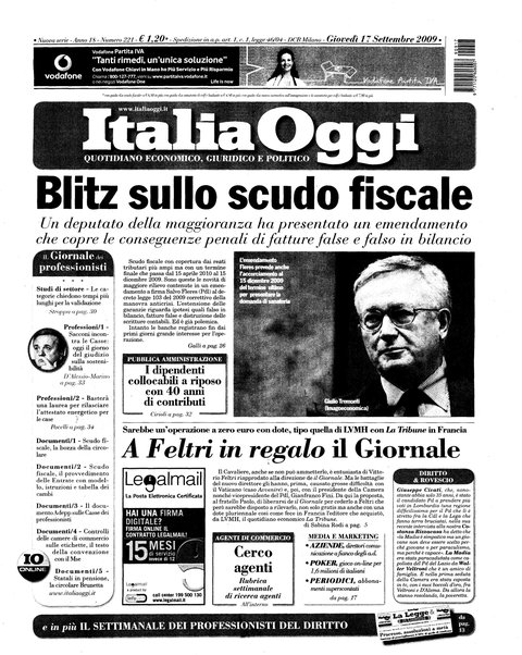 Italia oggi : quotidiano di economia finanza e politica